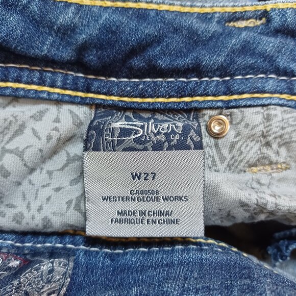 Silver Jeans November Capri Shorts Bermuda Lowrise Medium Wash Juniors Size 27 - Picture 6 of 10